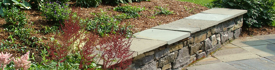 Corinthian Wall with PCFC bluestone cap and patio