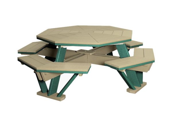 Octagon Picnic Table w/ Attached Benches